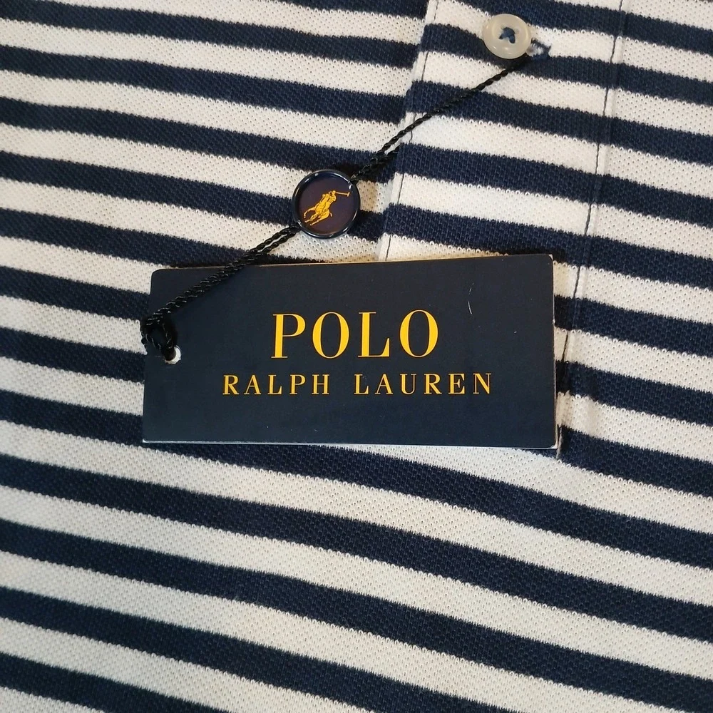 NWT Polo Ralph Lauren 4XB Navy White Striped Cotton Polo Shirt Big Tall